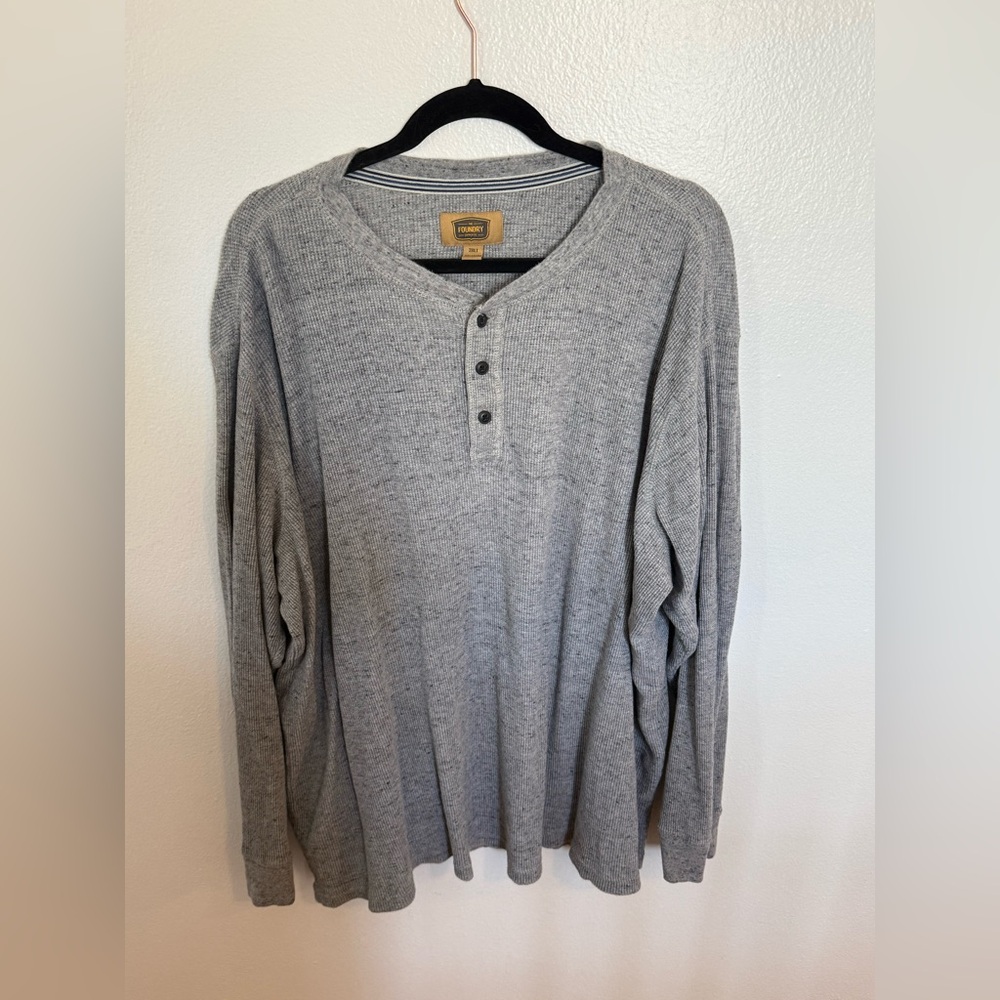Gray Henley Longsleeve Big and Tall